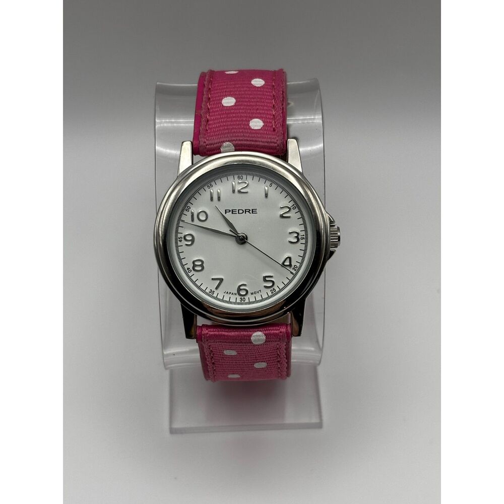 Pedre silver pink polka dots silver women's watch, working